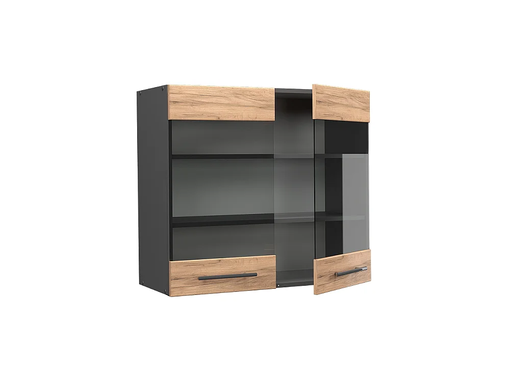 Køkkenskab med glas gold power oak 80x34.1x72 fame-line