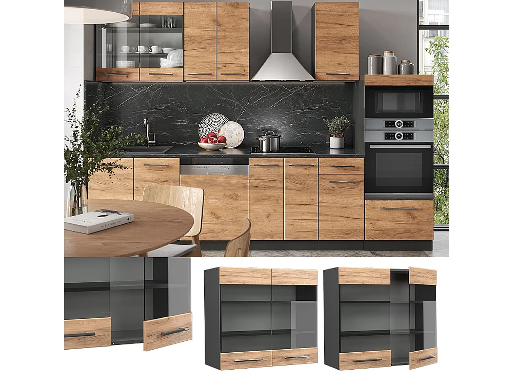 Mobile da cucina in vetro Rovere dorato 80x34.1x72 fame-line