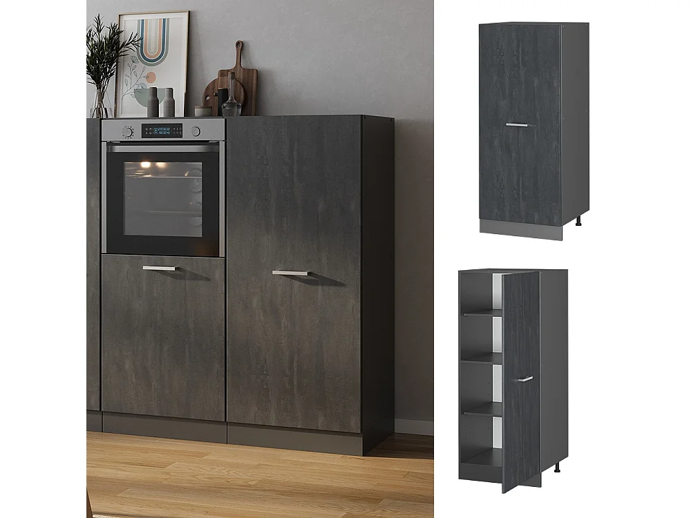 Tall cabinet black concrete 60x57x143 r-line