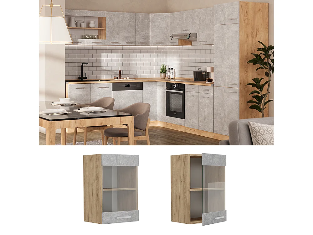 Mobile da cucina in vetro calcestruzzo 40x31x60 r-line
