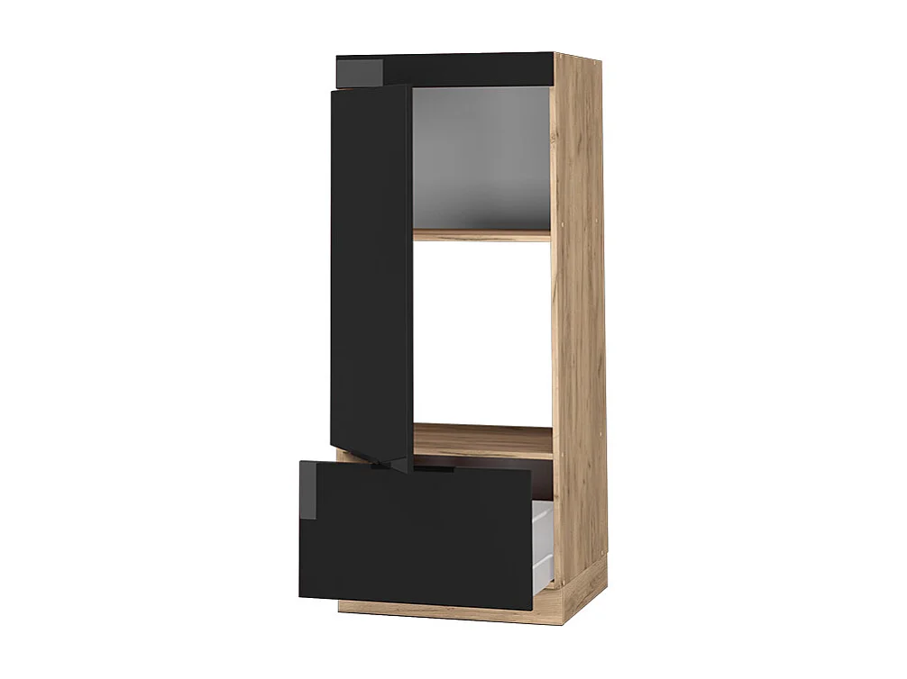 Armoire micro-ondes chêne noir brillant 60x58.1x153.6 fame-line