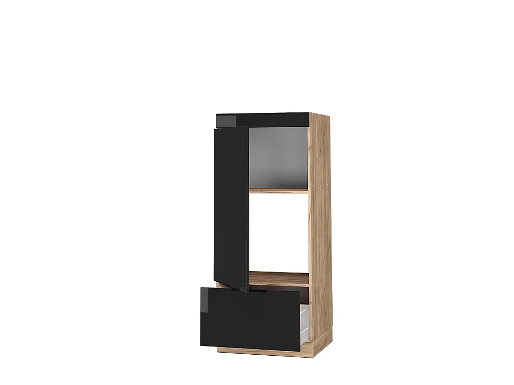 Mikrowellenschrank schwarz eiche hochglanz 60x58.1x153.6 fame-line