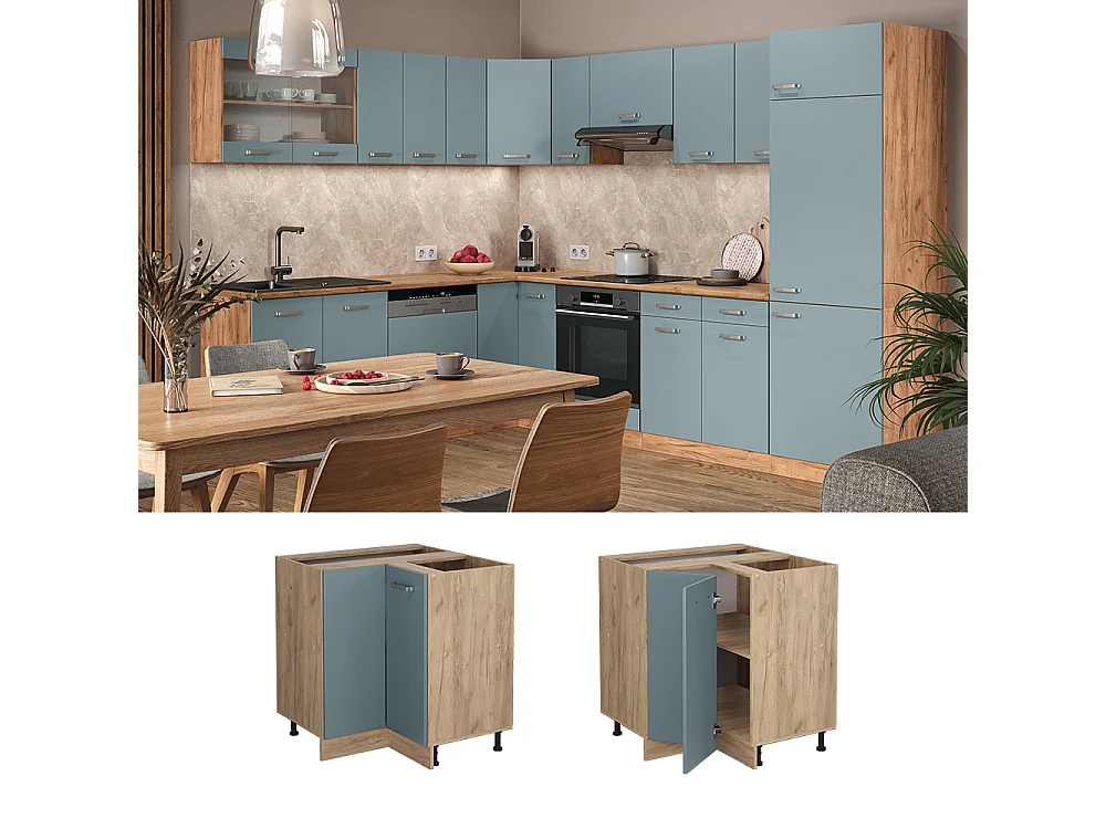 Mobile ad angolo cucina grigio-blu 75.6x46x81.6 r-line