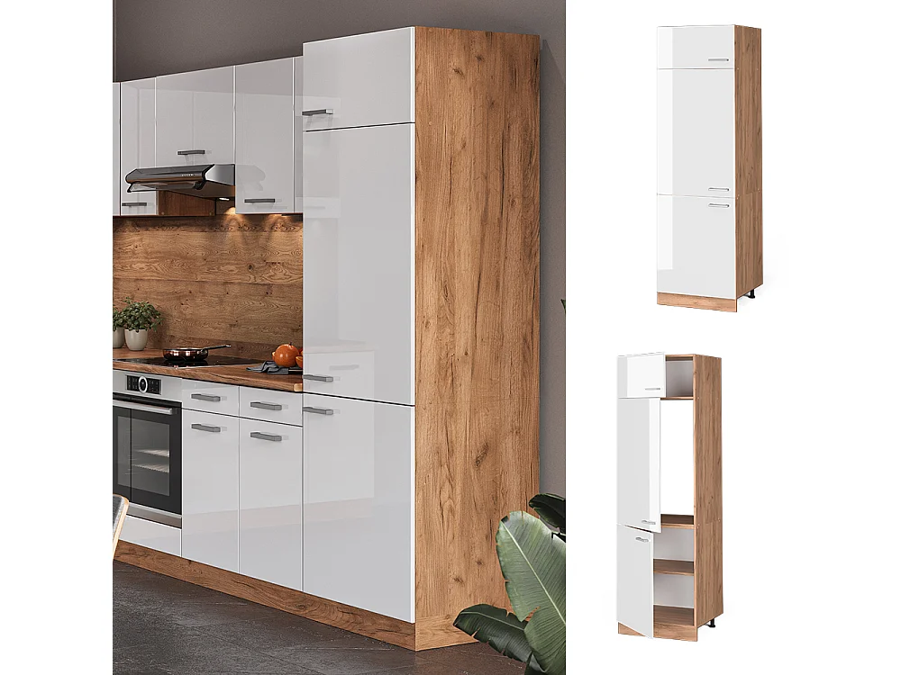 Armario para frigorífico empotrado blanco alto brillo 60x57.2x206.8 r-line