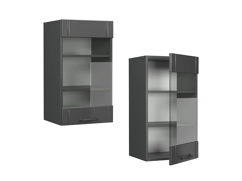 Køkkenskab med glas mørkegrå 40x34.1x72 fame-line