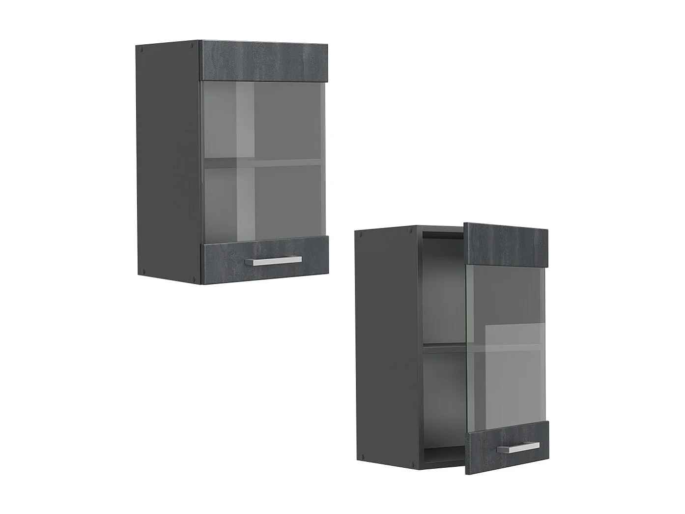 Armario de cocina con vidrio hormigón negro 40x31x60 r-line