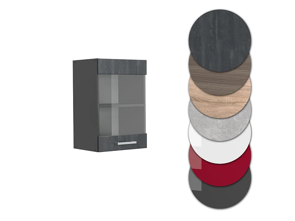 Armoire en verre béton noir 40x31x60 r-line