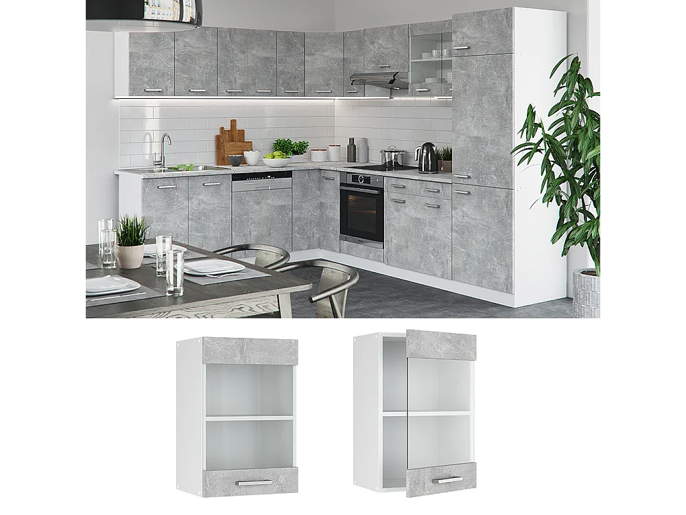 Mobile da cucina in vetro calcestruzzo 40x31x60 r-line