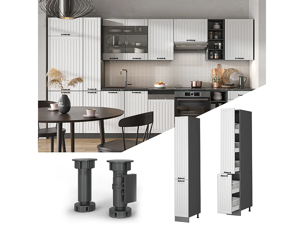 Meuble haute de cuisine blanc campagne 30x58x206.8 fame-line