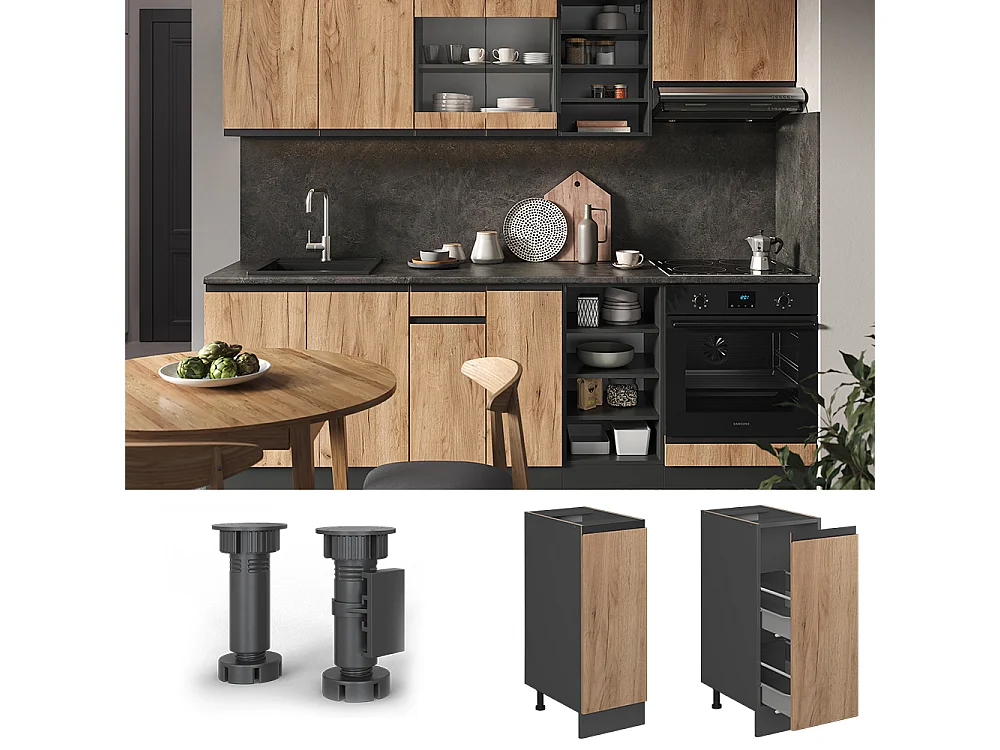 Meuble de cuisine chêne de force doré 30x46x81.6 r-line