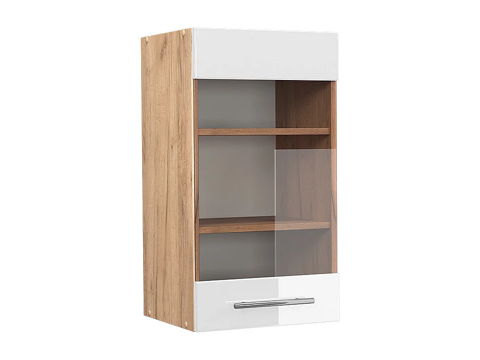 Armario de cocina con vidrio blanco alto brillo 40x34.1x72 fame-line