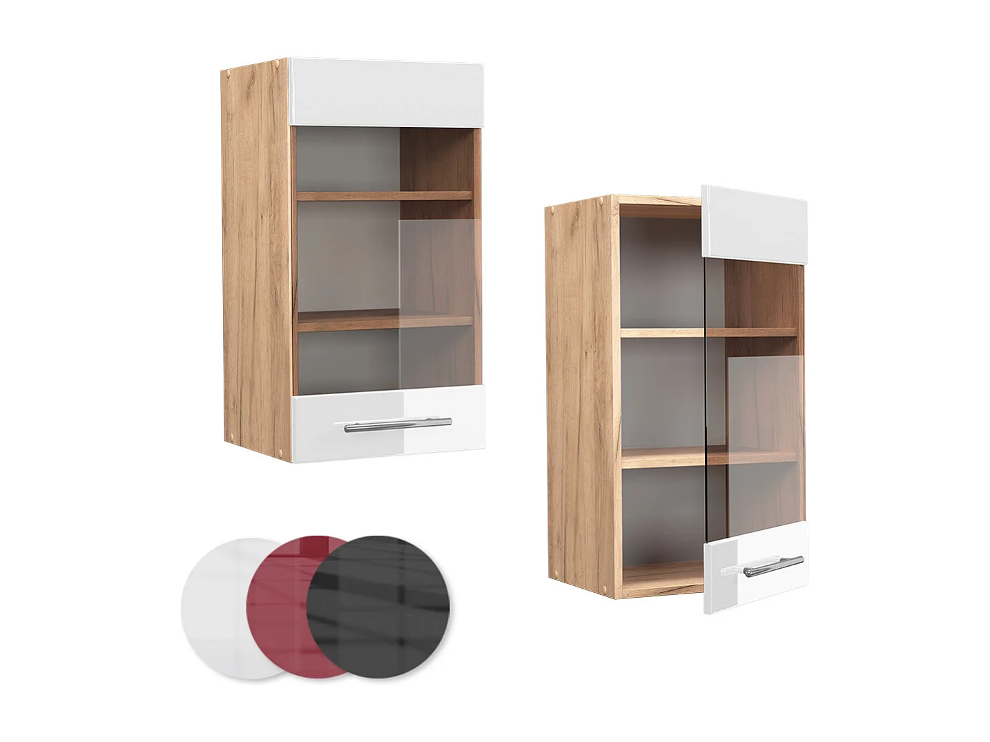 Armario de cocina con vidrio blanco alto brillo 40x34.1x72 fame-line