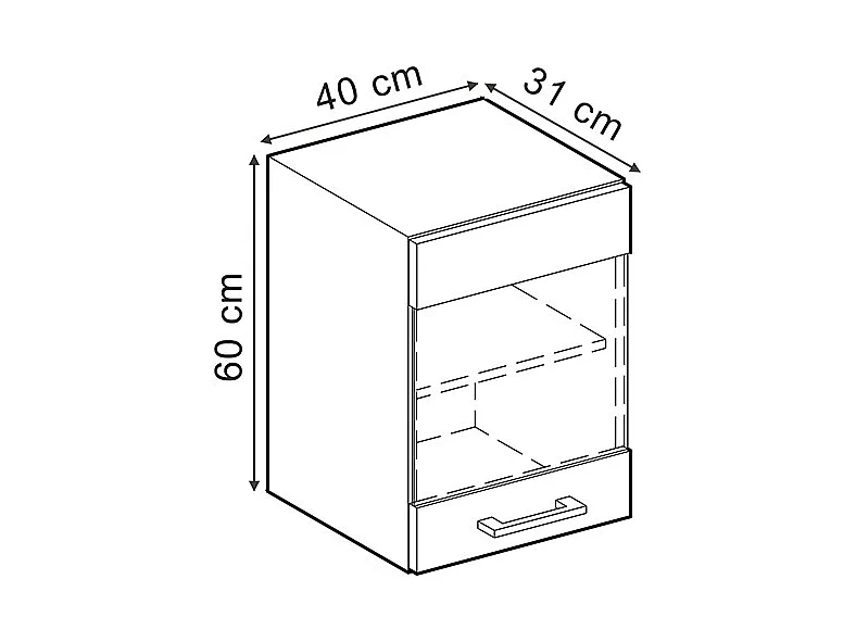 Armario de cocina con vidrio roble artesanal 40x31x60 r-line