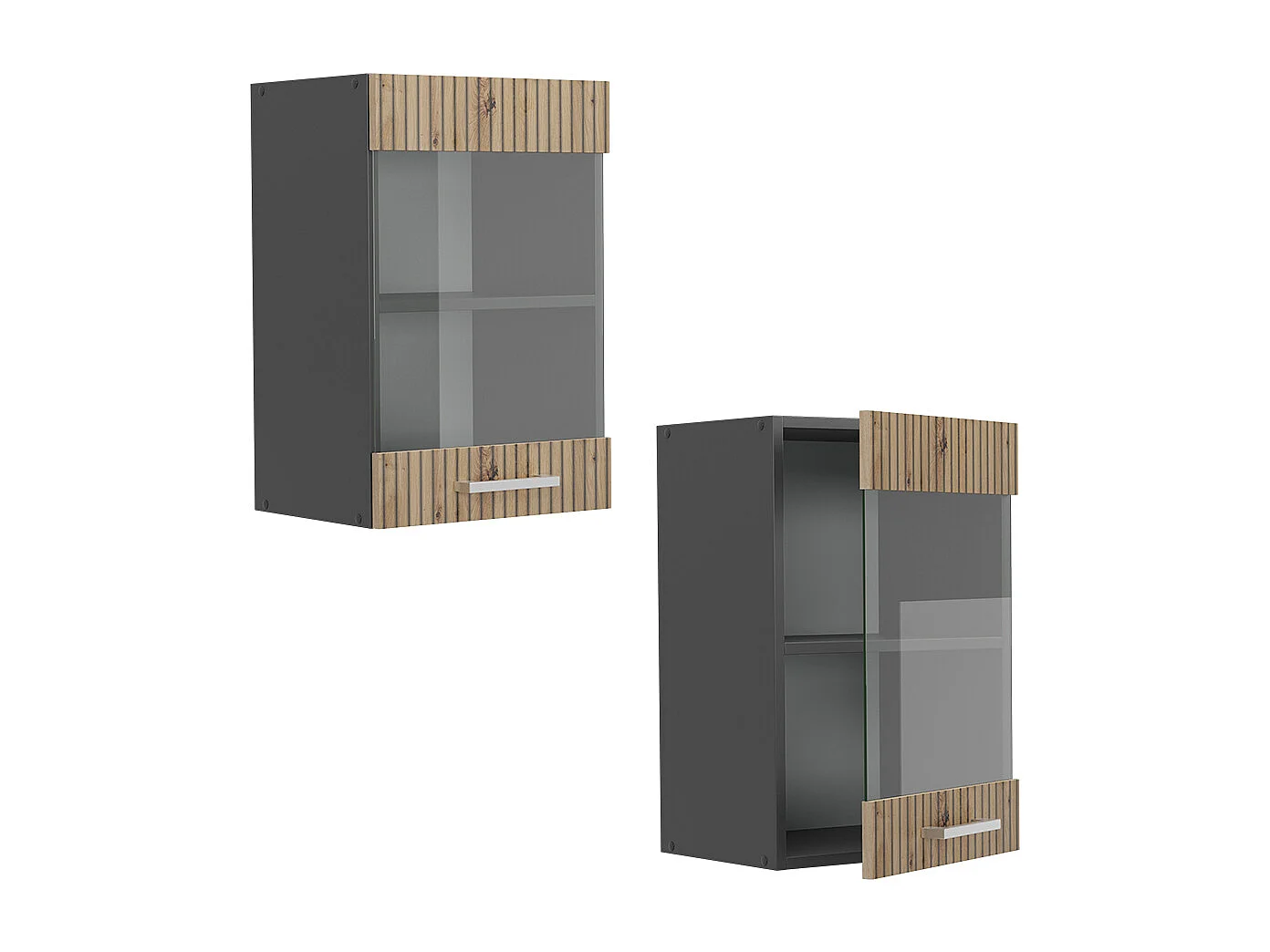 Armario de cocina con vidrio roble artesanal 40x31x60 r-line