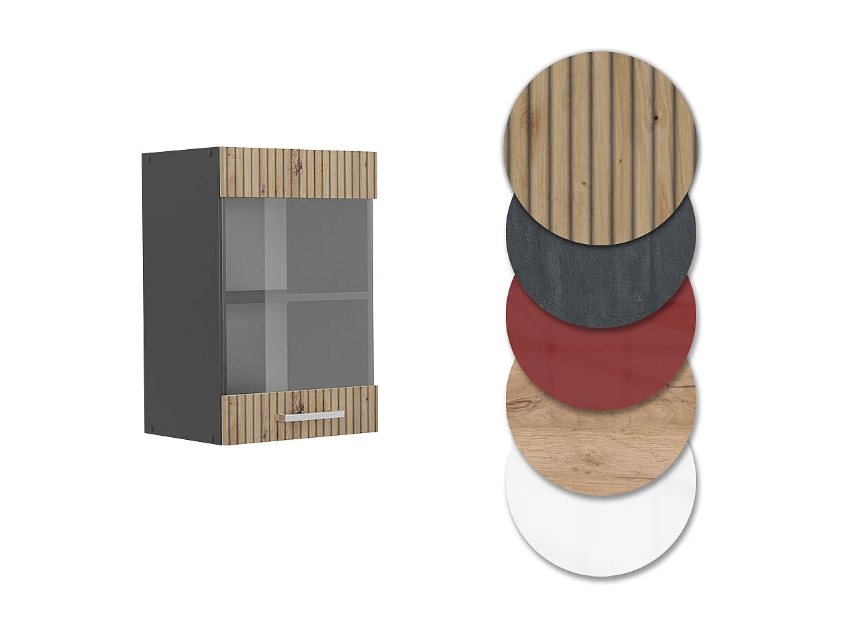 Armario de cocina con vidrio roble artesanal 40x31x60 r-line