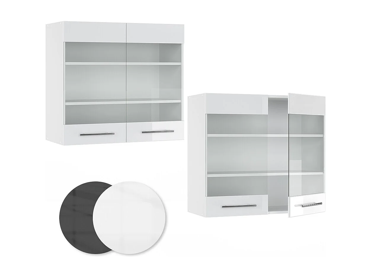 Armario de cocina con vidrio blanco alto brillo 80x34.1x72 fame-line