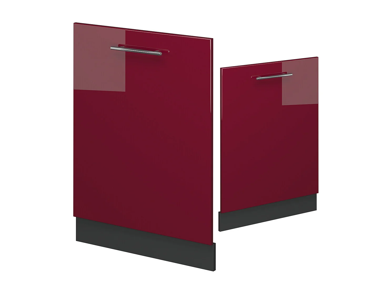 Façade de lave-vaisselle rouge bordeaux haute brillance 60x1.6x81.8 fame-line