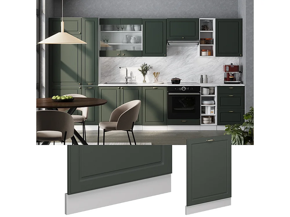 Diskmaskinens frontpanel grönt och guld lanthus 60x1.6x81.8 fame-line