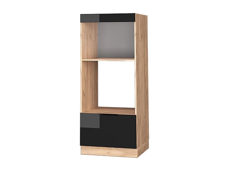 Szafka do mikrofalówki czarny dąb wysoki połysk 60x58.1x153.6 fame-line