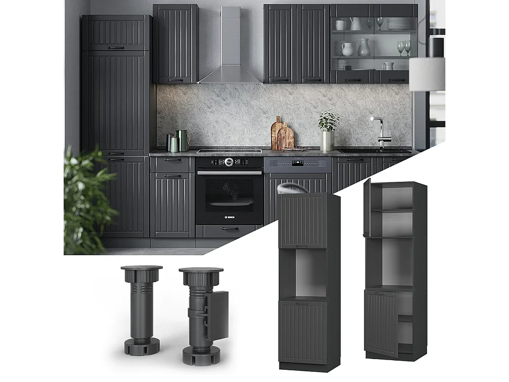 Ovenombouwkast donkergrijs 60x58x206.8 fame-line