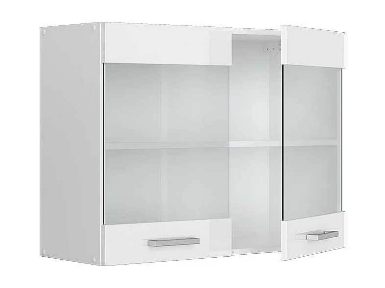 Armario de cocina con vidrio blanco alto brillo 80x31x60 r-line
