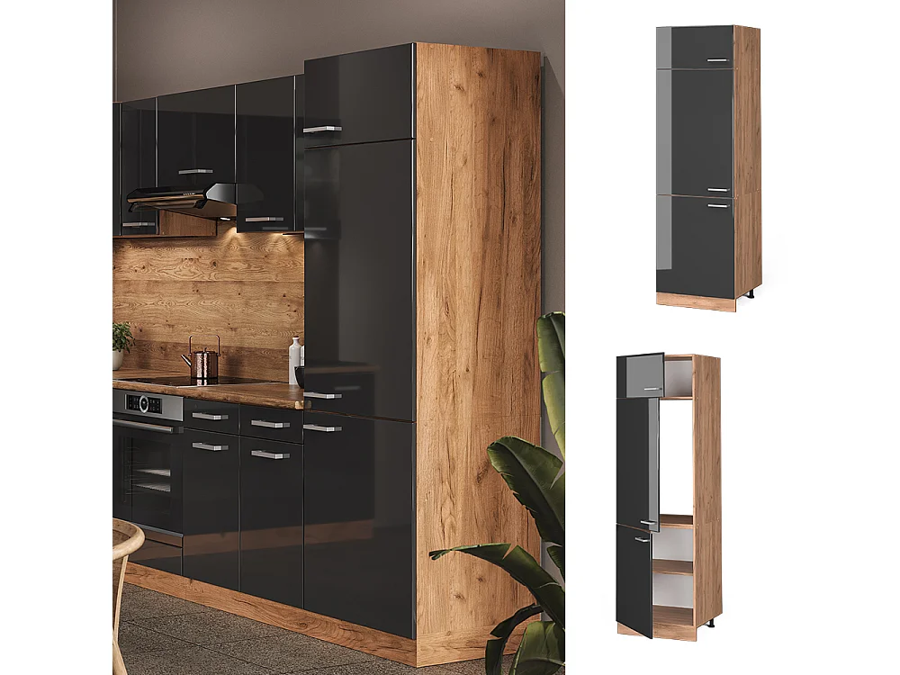 Armario para frigorífico empotrado antracita alto brillo 60x57.2x206.8 r-line