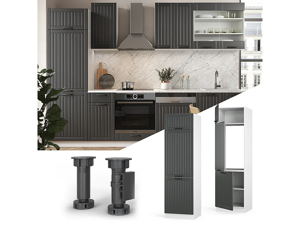 Armoire pour frigo anthracite campagne 60x58.1x206.8 fame-line