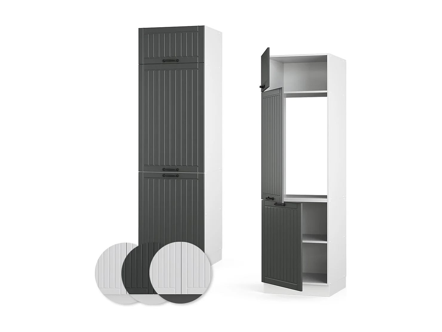 Armoire pour frigo anthracite campagne 60x58.1x206.8 fame-line