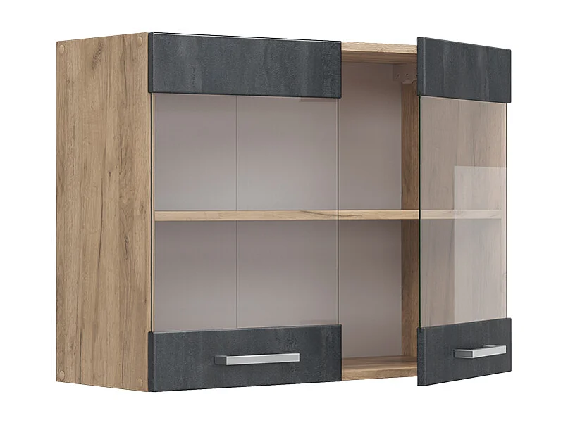 Armario de cocina con vidrio hormigón negro 80x31x60 r-line