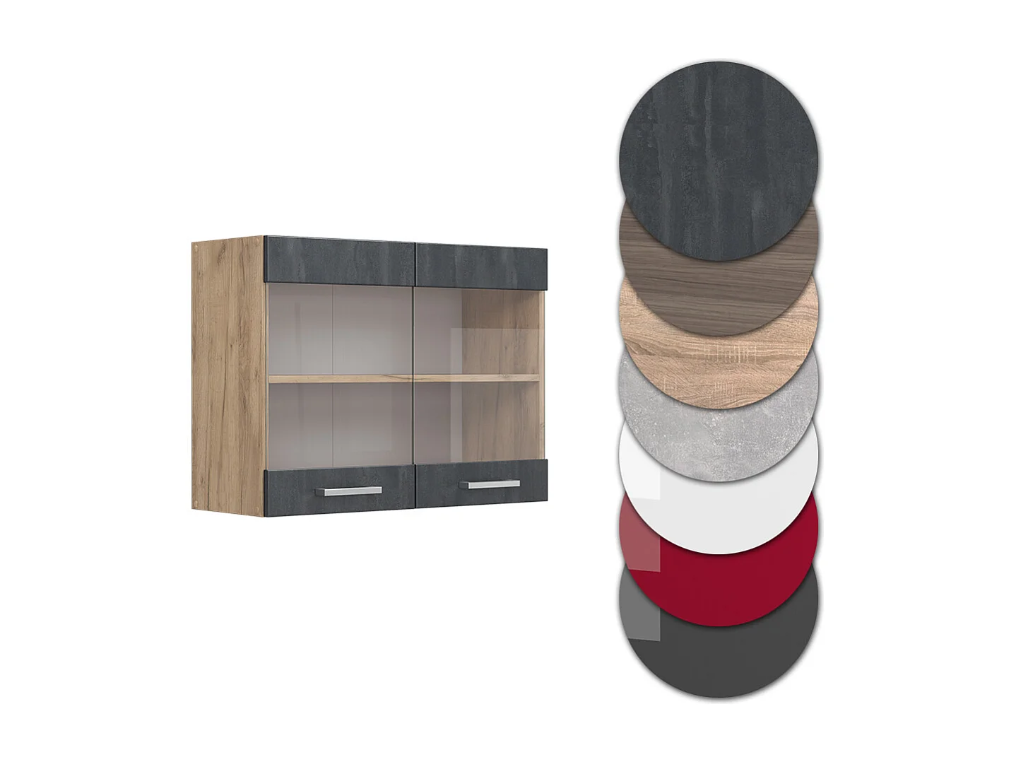 Armoire en verre béton noir 80x31x60 r-line