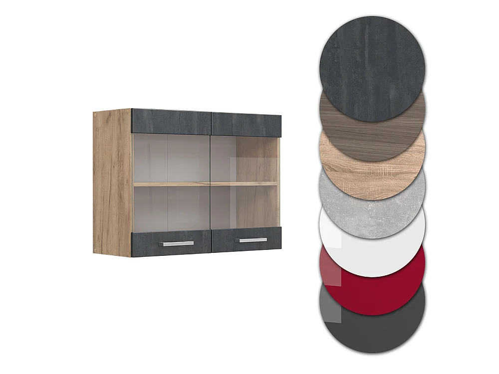 Armoire en verre béton noir 80x31x60 r-line