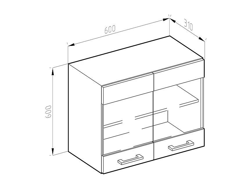 Armario de cocina con vidrio antracita alto brillo 60x31x60 r-line