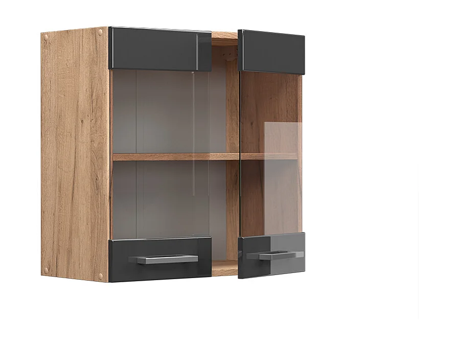 Armario de cocina con vidrio antracita alto brillo 60x31x60 r-line