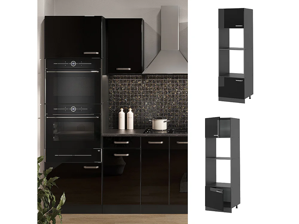 Armoire micro-ondes noir haute brillance 60x57.2x206.8 r-line