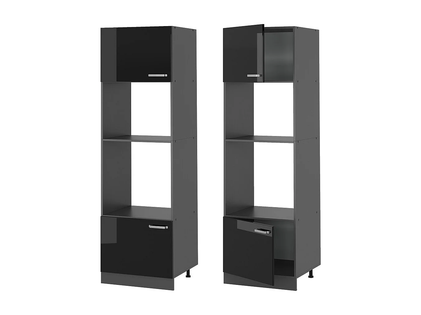 Armoire micro-ondes noir haute brillance 60x57.2x206.8 r-line
