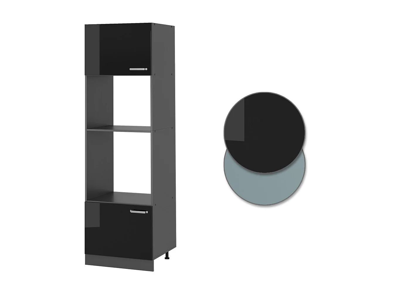 Armoire micro-ondes noir haute brillance 60x57.2x206.8 r-line