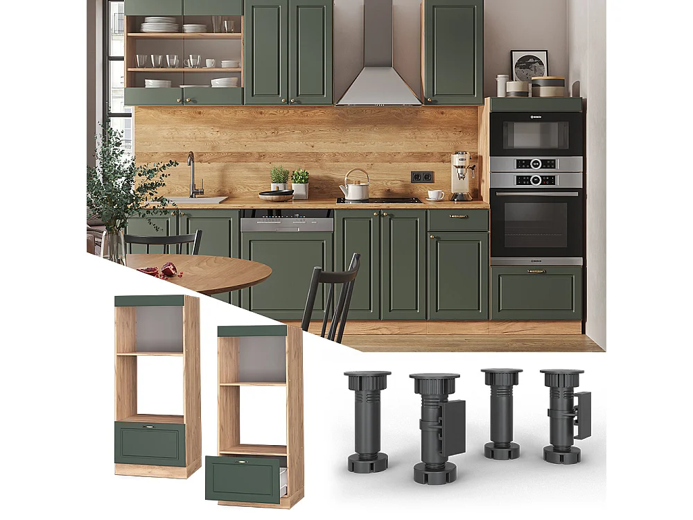 Armoire micro-ondes vert or campagne 60x58.1x153.6 fame-line