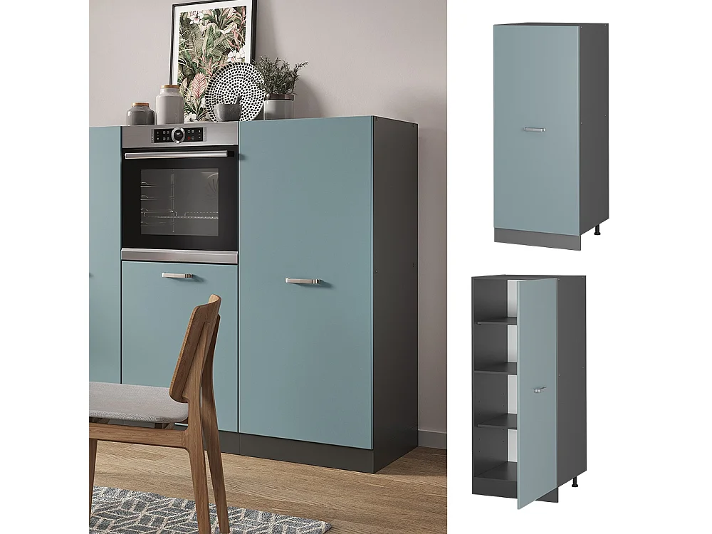 Tall cabinet blue-grey 60x57x143 r-line