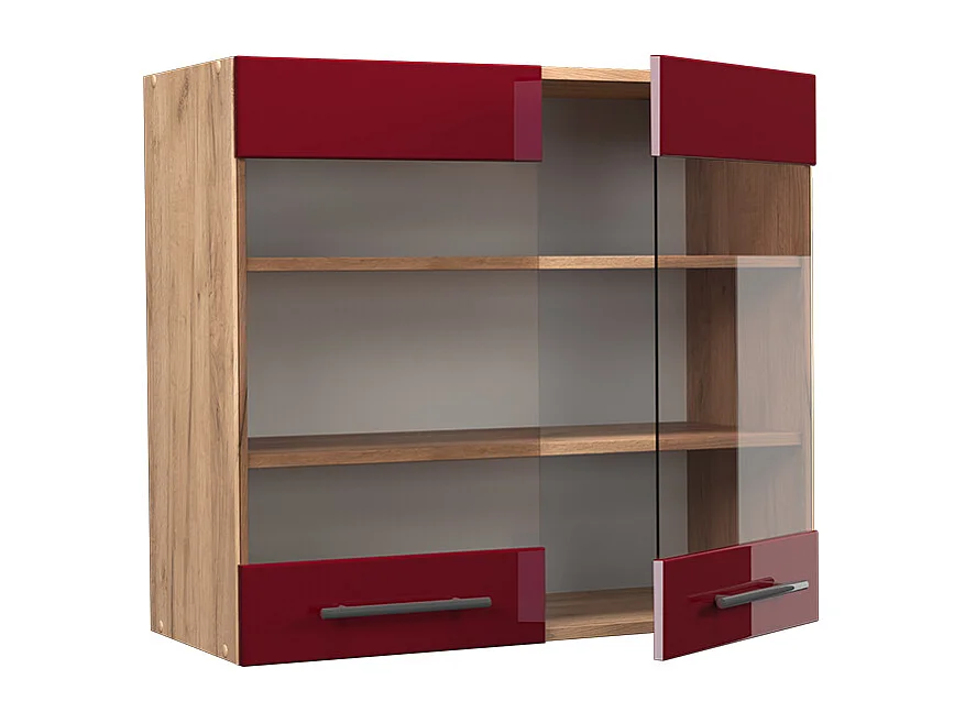 Armoire en verre rouge bordeaux haute brillance 80x34.1x72 fame-line