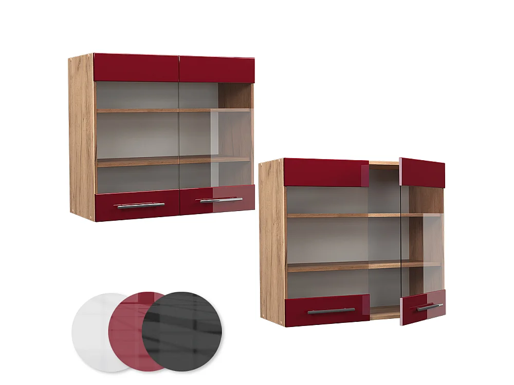 Glazen keukenkast bordeauxrode hoogglans 80x34.1x72 fame-line