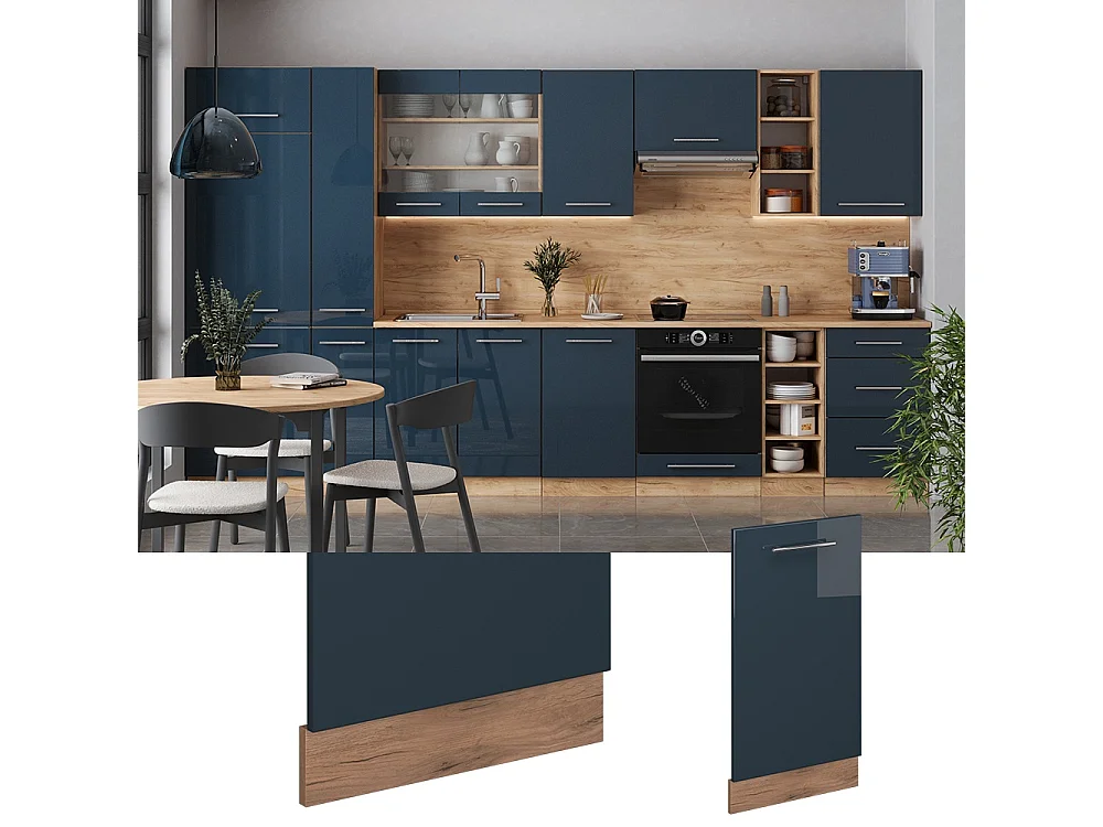 Diskmaskinens frontpanel mörkblå högblank 45x1.6x81.8 fame-line