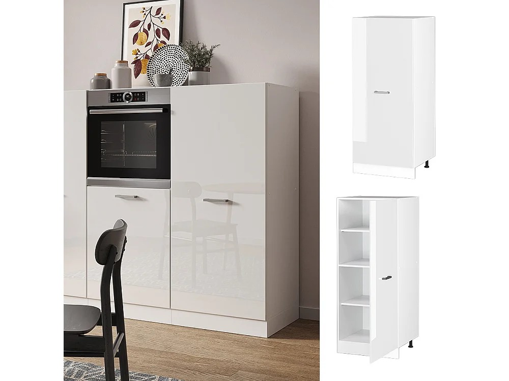 Tall cabinet white high gloss 60x57x143 r-line