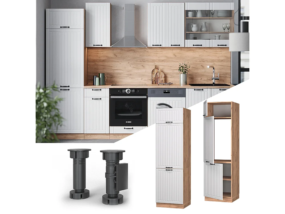 Fridge housing cabinet white country house 60x58.1x206.8 fame-line