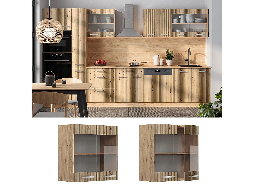 Köksglasskåp hantverks ek 60x31x60 r-line