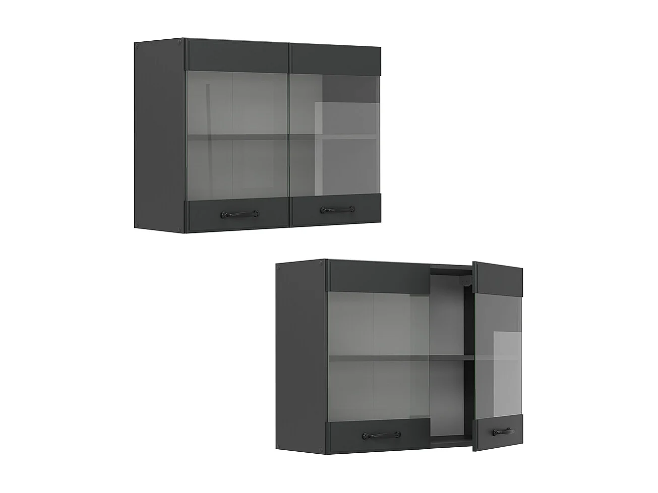 Armario de cocina con vidrio antracita casa de campo 80x31x60 r-line