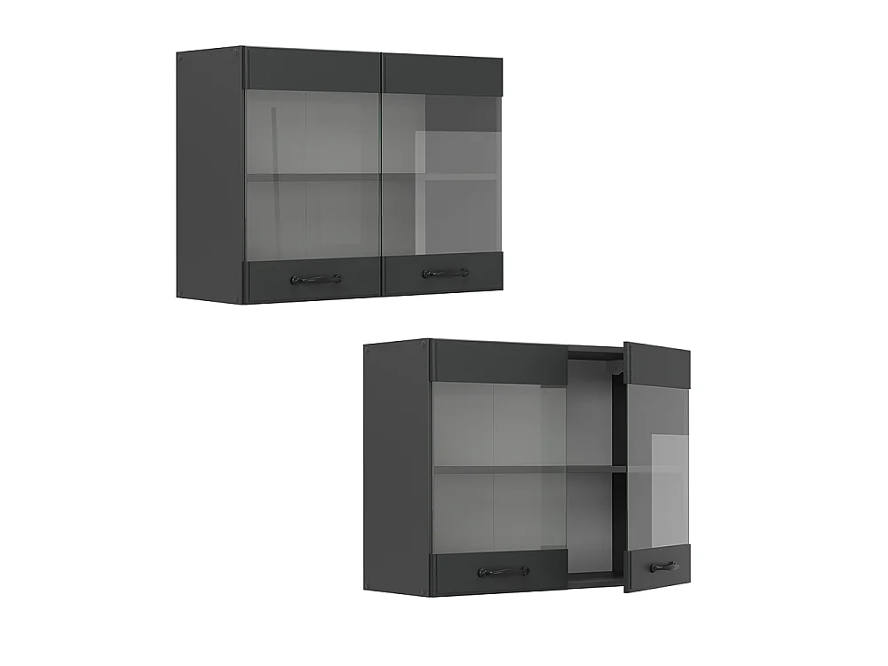 Armoire en verre anthracite campagne 80x31x60 r-line