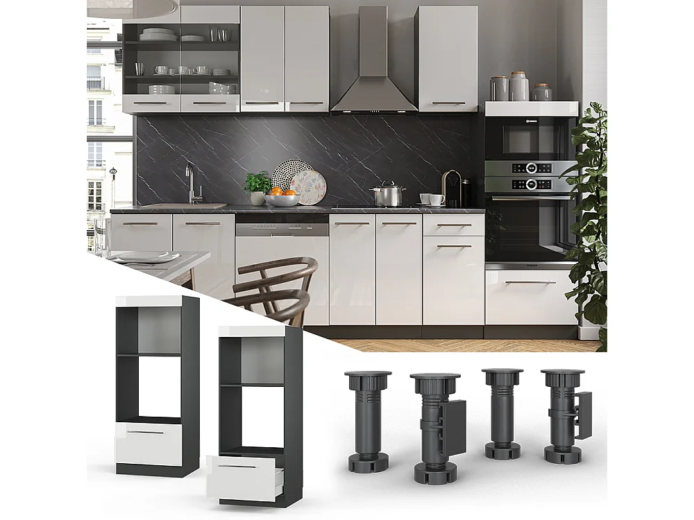 Armoire micro-ondes blanc haute brillance 60x58.1x153.6 fame-line