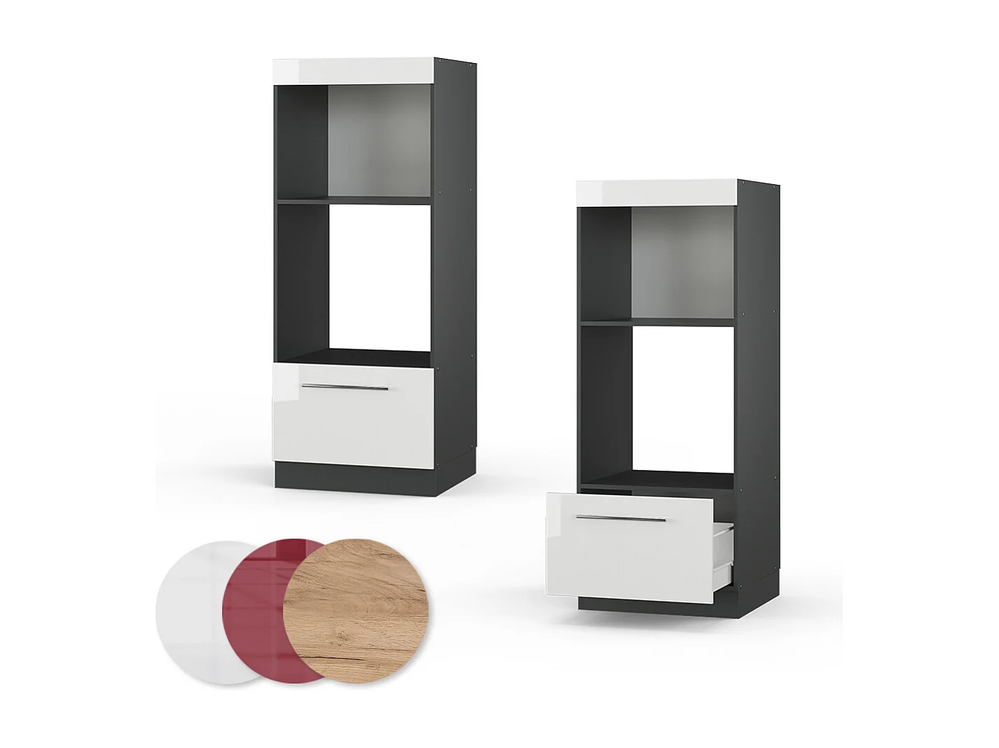 Armoire micro-ondes blanc haute brillance 60x58.1x153.6 fame-line