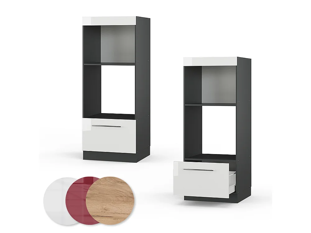 Armoire micro-ondes blanc haute brillance 60x58.1x153.6 fame-line