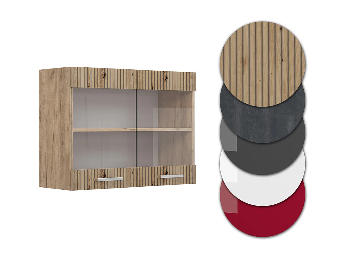 Armario de cocina con vidrio roble artesanal 80x31x60 r-line